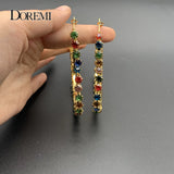 Colorful Zircon Letter Earrings Heart Hoop Earrings for Mother's Gift