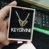 DOREMI Crystal Name Pendant With Butterfly Crown Micro Paved CZ
