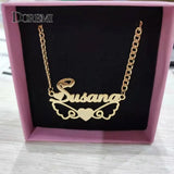 DOREMI Cuban Chain Name Necklace butterfly Wing Personalized Symbol Necklaces