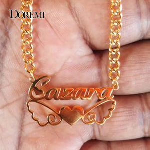 DOREMI Cuban Chain Name Necklace butterfly Wing Personalized Symbol Necklaces
