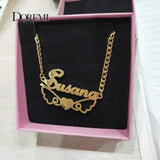 DOREMI Cuban Chain Name Necklace butterfly Wing Personalized Symbol Necklaces