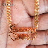 DOREMI Cuban Chain Name Necklace butterfly Wing Personalized Symbol Necklaces