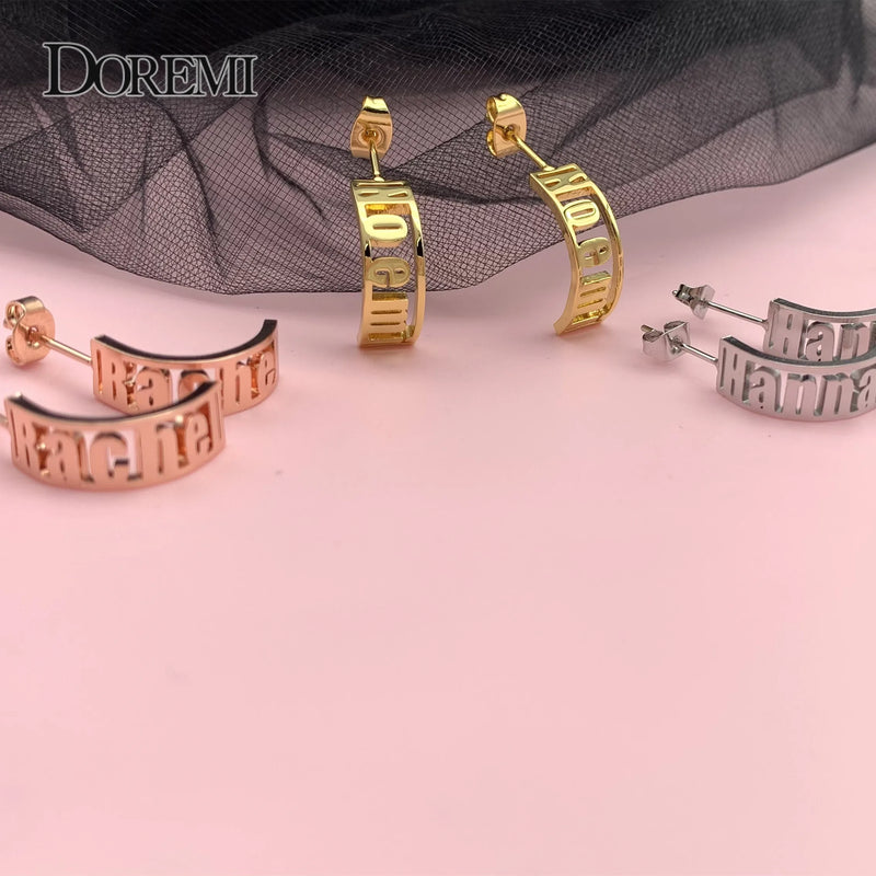 DOREMI Name Hoop Earrings by Caitlyn Minimalist