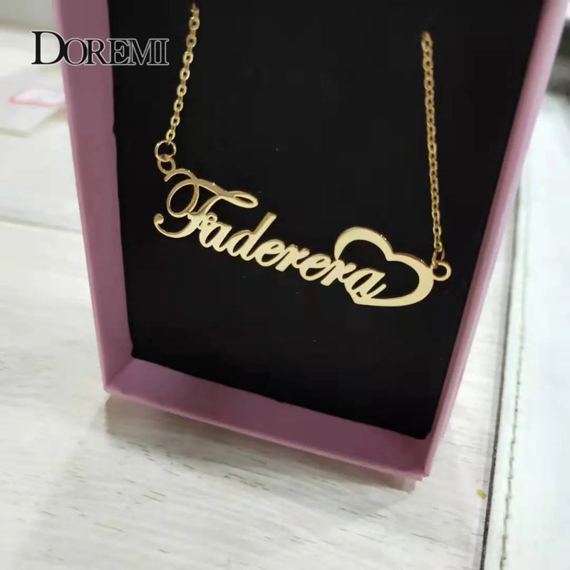 DOREMI Stainless Steel Personalized Necklace Name Number Clavicle Chain Pendant