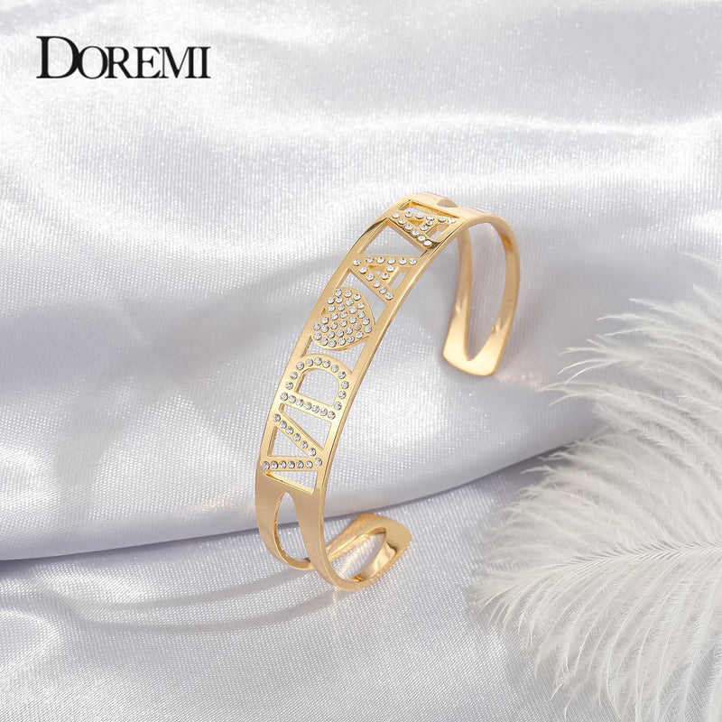 DOREMI Zircon Name Bangles Stainless Steel Personality Bracelet