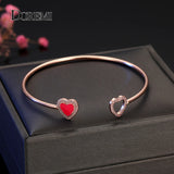 DOREMI Enamel Letter Bracelet Zirconia Initial Bangle Pave Setting