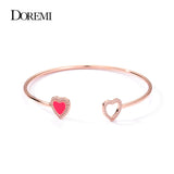 DOREMI Enamel Letter Bracelet Zirconia Initial Bangle Pave Setting