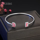 DOREMI Enamel Letter Bracelet Zirconia Initial Bangle Pave Setting