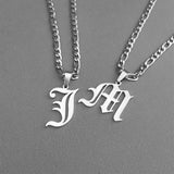Doremi Chain A-Z Necklace Letter Old English Vintage Stainless Steel for Women