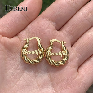 Mini 18mm Twist Letter Hoops Earrings for Kids Women Anti-allergy