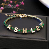DOREMI Letters Bracelet Tennis Chain Colorful Zircon Personalized Name Bracelet