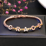 DOREMI Letters Bracelet Tennis Chain Colorful Zircon Personalized Name Bracelet