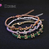 DOREMI Letters Bracelet Tennis Chain Colorful Zircon Personalized Name Bracelet