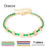 DOREMI Letters Bracelet Tennis Chain Colorful Zircon Personalized Name Bracelet