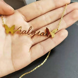 DOREMI Stainless Butterfly Chain Name Necklace for Women