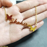 DOREMI Stainless Butterfly Chain Name Necklace for Women