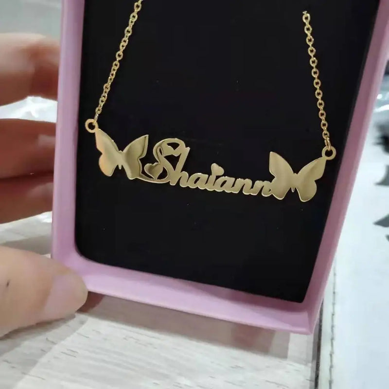 DOREMI Stainless Butterfly Chain Name Necklace for Women