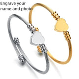 DOREMI Stainless Name Bracelet Heart Engraved Personalized Family Memory