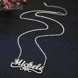 DOREMI Stainless Name Necklaces Tile Chain Pendant Choker for Women