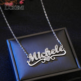 DOREMI Stainless Name Necklaces Tile Chain Pendant Choker for Women