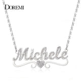 DOREMI Stainless Name Necklaces Tile Chain Pendant Choker for Women