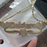 DOREMI Stainless Name Necklace with Two Hearts Pendant for Women