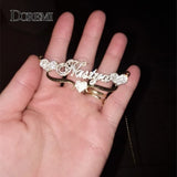 DOREMI Stainless Name Necklace with Two Hearts Pendant for Women