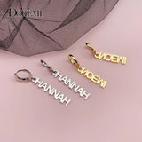 DOREMI Stainless Steel Name Drop Earrings Personalized Any Letters Chain