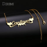 DOREMI Personalized Name Necklace Stainless Steel Heart Choker