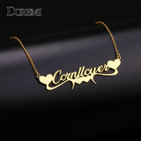 DOREMI Personalized Name Necklace Stainless Steel Heart Choker