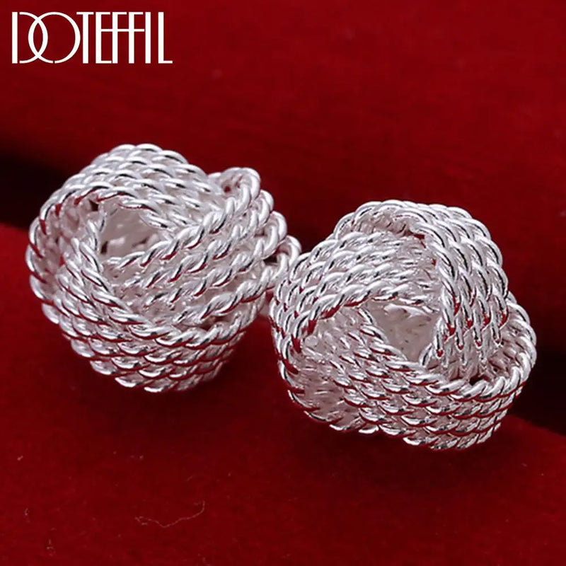 925 Sterling Silver Soft Winding Stud Earrings for Women Wedding