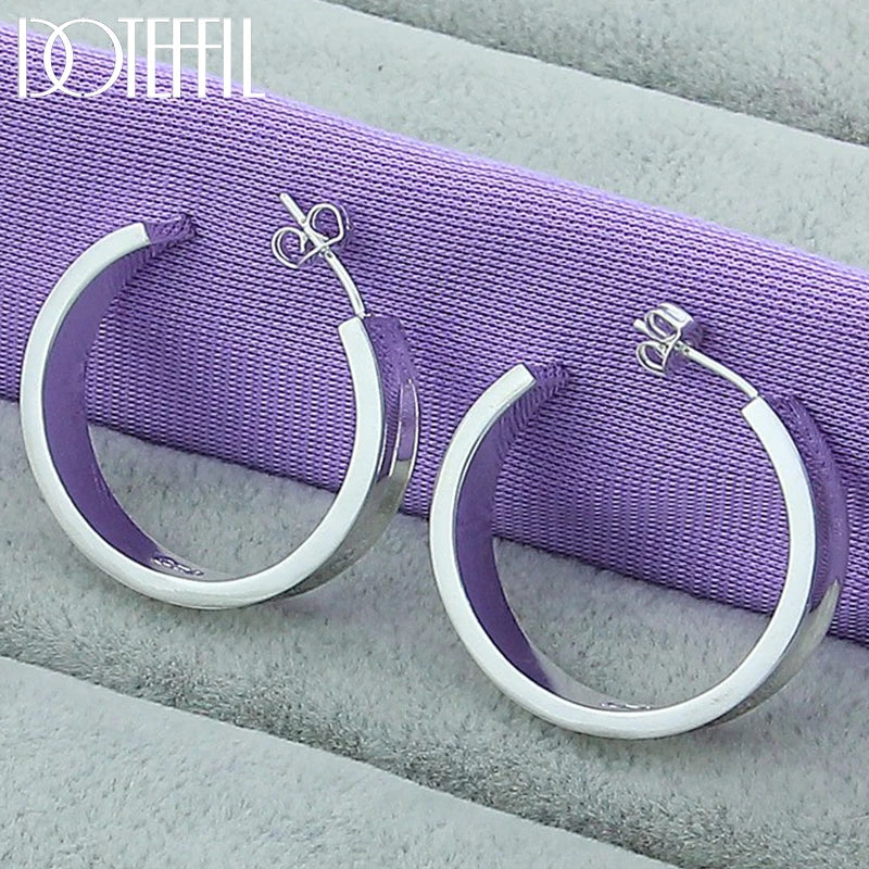 925 Sterling Silver Women Hoop Earring Christmas Wedding Jewelry