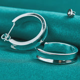 925 Sterling Silver Women Hoop Earring Christmas Wedding Jewelry