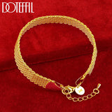 24K 10mm Weave Bracelet Chain For Wedding Party Jewelry