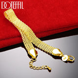24K 10mm Weave Bracelet Chain For Wedding Party Jewelry