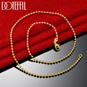 24K 18 Inch Bead Chain Necklace for Woman Wedding Jewelry