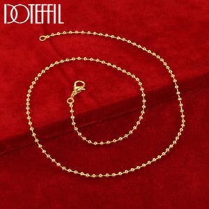 24K 18 Inch Bead Chain Necklace for Woman Wedding Jewelry