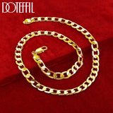 24K 8mm 24 Inch Sideways Chain Necklace For Women Men
