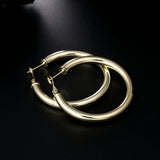 24K Circle Hoop Earrings Women Gift High Jewelry