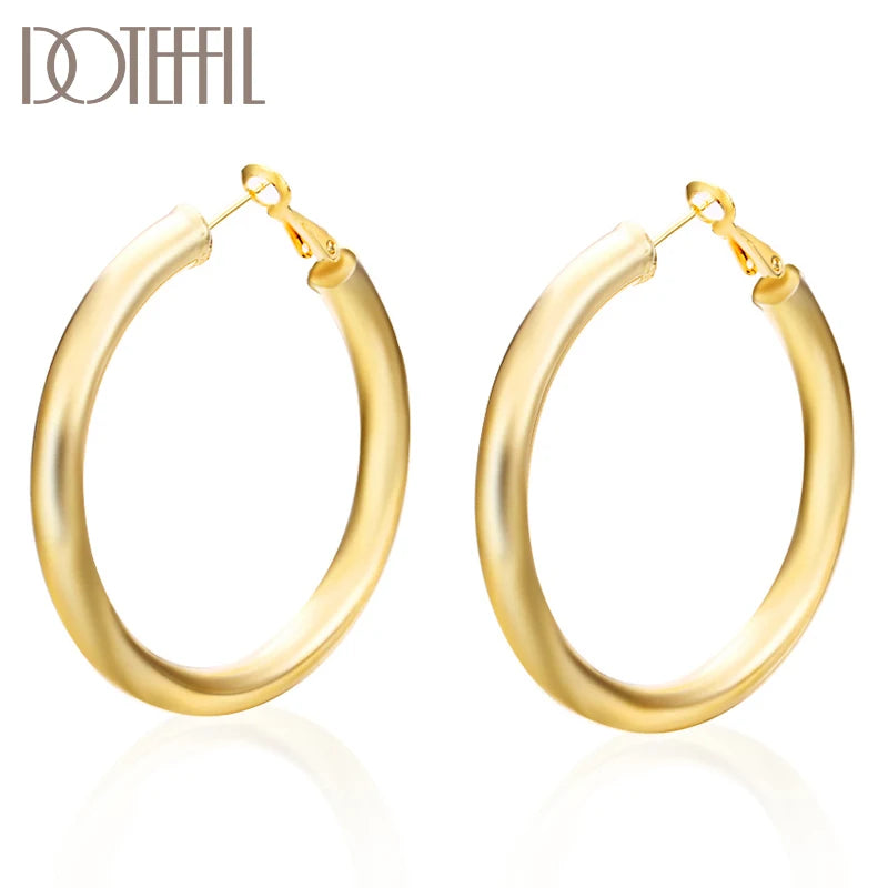24K Circle Hoop Earrings Women Gift High Jewelry