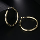 24K Circle Hoop Earrings Women Gift High Jewelry