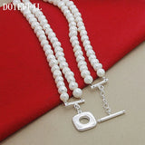 8mm Double Natural Pearls Chain Necklace 925 Sterling Silver