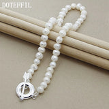 8mm Natural Pearl Beads Necklace 925 Sterling Silver Arrow Women Wedding Jewelry