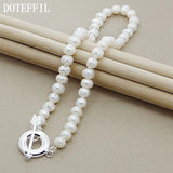 8mm Natural Pearl Beads Necklace 925 Sterling Silver Arrow Women Wedding Jewelry