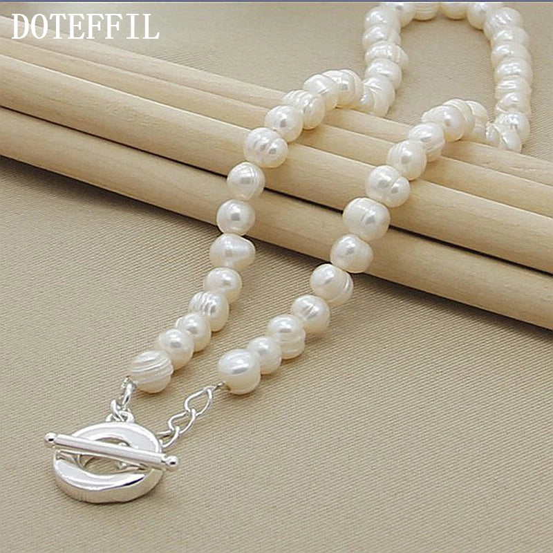 8mm Natural Pearl Necklace 925 Silver for Women Wedding Jewelry