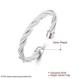 925 Silver Wide Braided Bracelet Bangle Chain Wristband