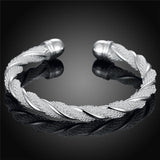 925 Silver Wide Braided Bracelet Bangle Chain Wristband