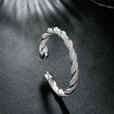 925 Silver Wide Braided Bracelet Bangle Chain Wristband