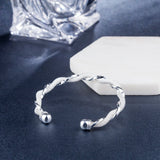 925 Silver Sterling Wire Bracelet Bangle Weave Chain Anniversary Gift Jewelry