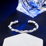 925 Silver Sterling Wire Bracelet Bangle Weave Chain Anniversary Gift Jewelry